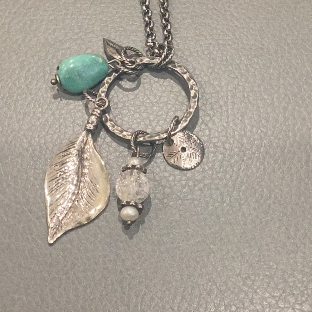 Silver and Turquoise Charm Necklace